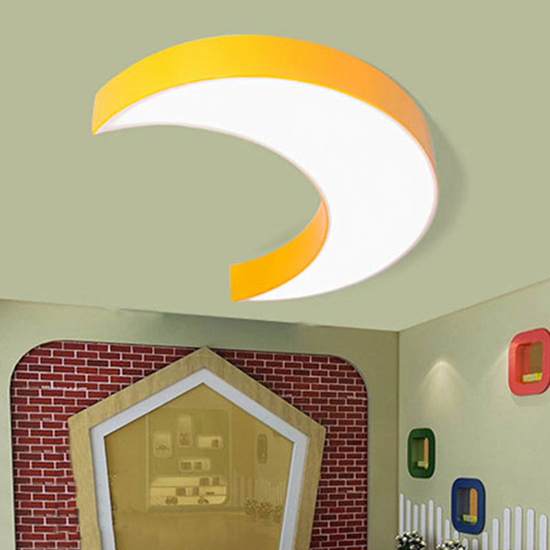 Crescent Child Bedroom Ceiling Mount Light Acrylic Lovely Ceiling Fixture Light Yellow Clearhalo 'Ceiling Lights' 'Close To Ceiling Lights' 'Close to ceiling' 'Flush mount' Lighting' 251849