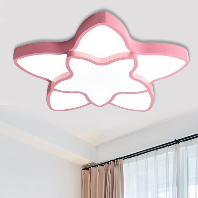 Cartoon Star Shape Flush Ceiling Light Fixture Acrylic Ceiling Light Fixture for Kindergarten Pink Clearhalo 'Ceiling Lights' 'Close To Ceiling Lights' 'Close to ceiling' 'Flush mount' Lighting' 251864