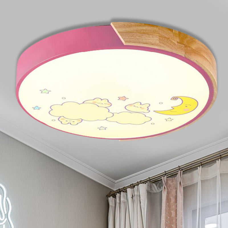 Cartoon Round LED Flush Ceiling Lights Acrylic Ceiling Light Fixture for Kindergarten Pink Clearhalo 'Ceiling Lights' 'Close To Ceiling Lights' 'Close to ceiling' 'Flush mount' Lighting' 251880