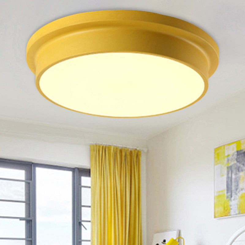 Nordic Macaron Colored Ceiling Light Round Shape Acrylic Flushmount Light for Child Bedroom Yellow Clearhalo 'Ceiling Lights' 'Close To Ceiling Lights' 'Close to ceiling' 'Flush mount' Lighting' 251889