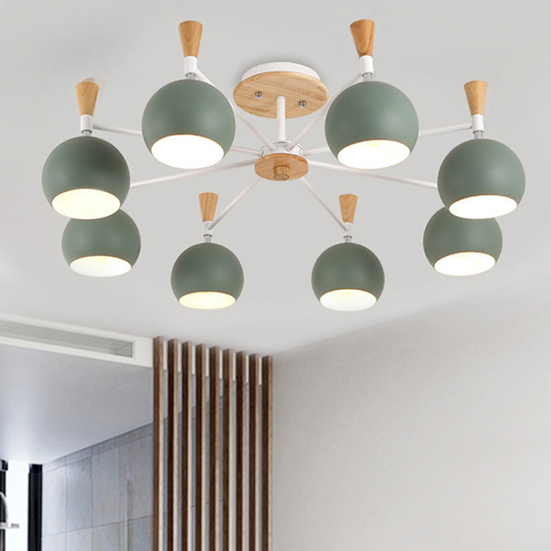 Pastel Circle Hanging Lights Metal 8 Bulbs Hanging Chandelier for Kindergarten Green Clearhalo 'Ceiling Lights' 'Chandeliers' Lighting' options 251901_9bbef0a2-d89c-4dca-b2c6-c59f757554c3