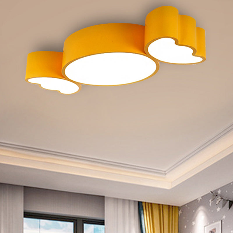 Modern Ceiling Light Fixture LED, Sugar Shape Flush Mount Lighting for Kids Room, White, L:23.5in W:11in H:3.5in Yellow Clearhalo 'Ceiling Lights' 'Close To Ceiling Lights' 'Close to ceiling' 'Flush mount' Lighting' 251906