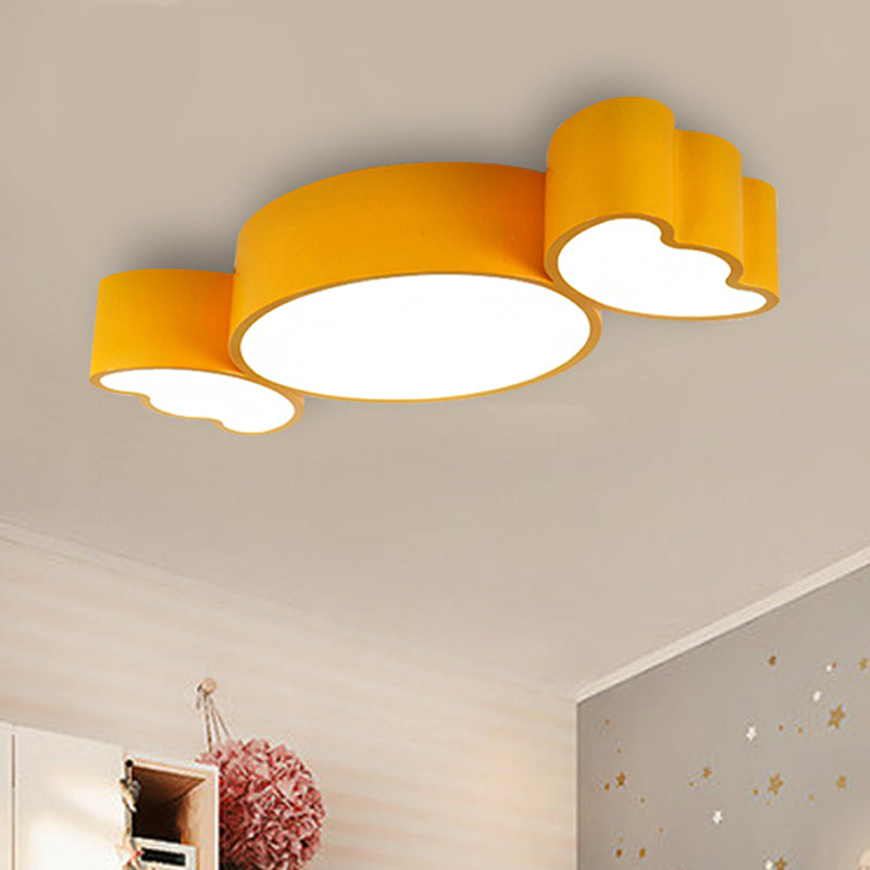 Modern Ceiling Light Fixture LED, Sugar Shape Flush Mount Lighting for Kids Room, White, L:23.5in W:11in H:3.5in Clearhalo 'Ceiling Lights' 'Close To Ceiling Lights' 'Close to ceiling' 'Flush mount' Lighting' 251907