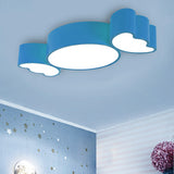Modern Ceiling Light Fixture LED, Sugar Shape Flush Mount Lighting for Kids Room, White, L:23.5in W:11in H:3.5in Blue Clearhalo 'Ceiling Lights' 'Close To Ceiling Lights' 'Close to ceiling' 'Flush mount' Lighting' 251910