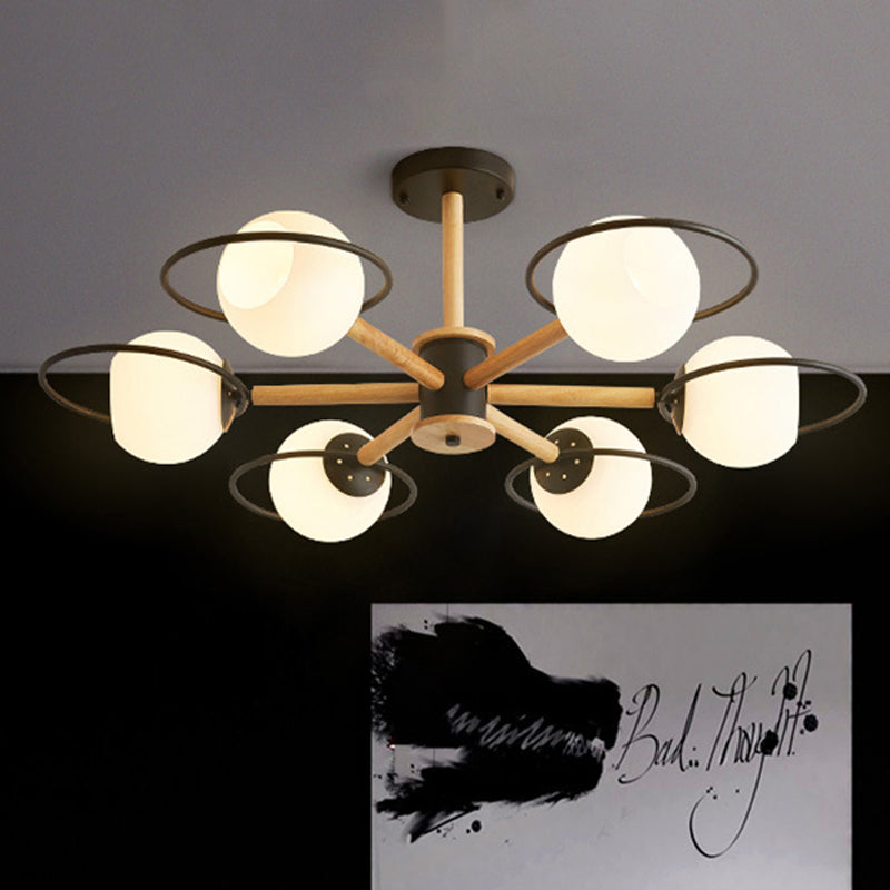 Dining Room Round Hanging Lights Glass 5 Bulbs Art Deco Hanging Pendant Fixture Clearhalo 'Ceiling Lights' 'Chandeliers' Lighting' options 251919