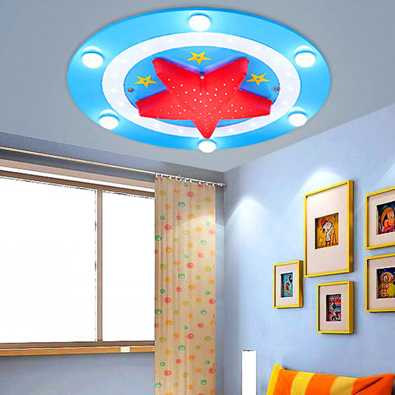 Baby Bedroom Circle Ceiling Mount Light with Star Acrylic Modern Style Flush Light Blue Clearhalo 'Ceiling Lights' 'Close To Ceiling Lights' 'Close to ceiling' 'Flush mount' Lighting' 252020