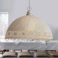 Modern Beige Pendant Light Hollow Dome 1 Bulb Fabric Ceiling Lamp for Cafe Clearhalo 'Ceiling Lights' 'Pendant Lights' 'Pendants' Lighting' 252031