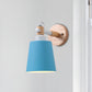 Macaroon Tapered Shade Wall Light Metal 1 Head Wall Sconce Light for Kid Bedroom Blue Clearhalo 'Wall Lamps & Sconces' 'Wall Lights' Lighting' 252074