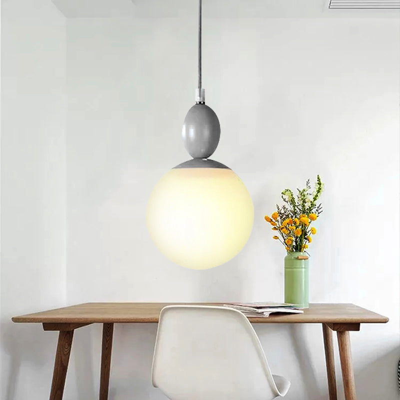 Nordic Style Small Pendant Light Orb Shade 1 Bulb Milk Glass Hanging Light for Corridor Clearhalo 'Ceiling Lights' 'Glass shade' 'Glass' 'Pendant Lights' 'Pendants' Lighting' 252124