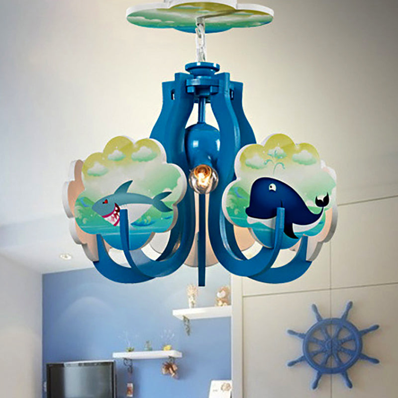 Cartoon Hanging Lamp Fixture with Tapered Shade Fabric Hanging Lights for Kindergarten Blue Clearhalo 'Ceiling Lights' 'Chandeliers' Lighting' options 252189_0ac6edd2-ff0d-4549-90a3-0994a5f0ee92