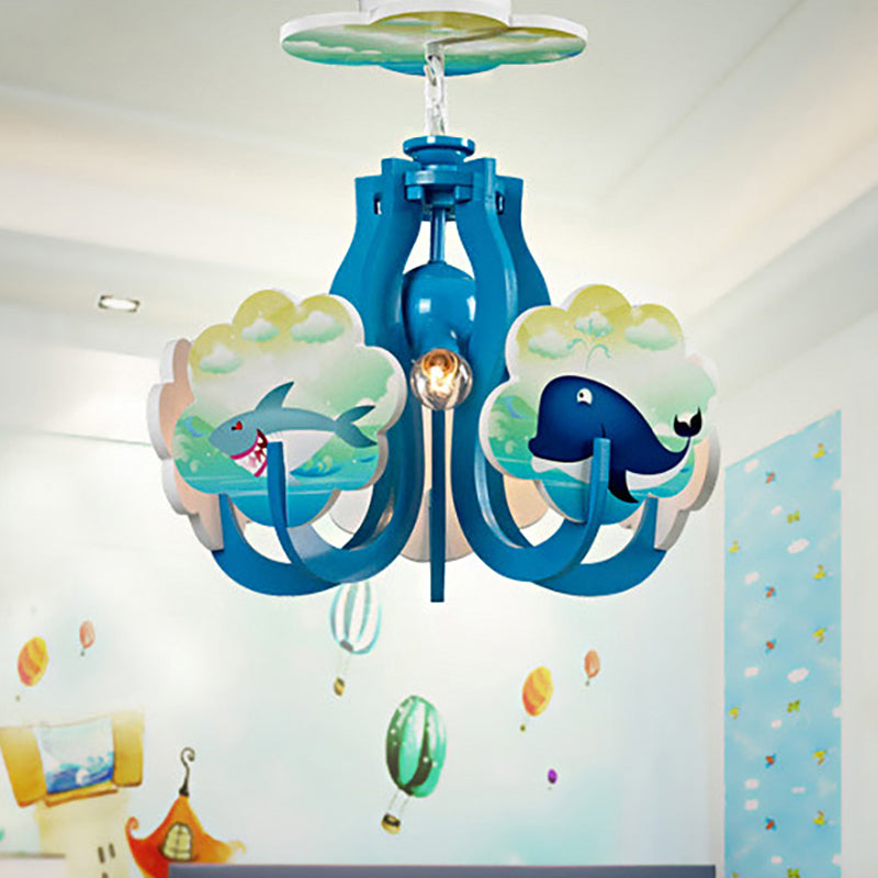 Cartoon Hanging Lamp Fixture with Tapered Shade Fabric Hanging Lights for Kindergarten Clearhalo 'Ceiling Lights' 'Chandeliers' Lighting' options 252190