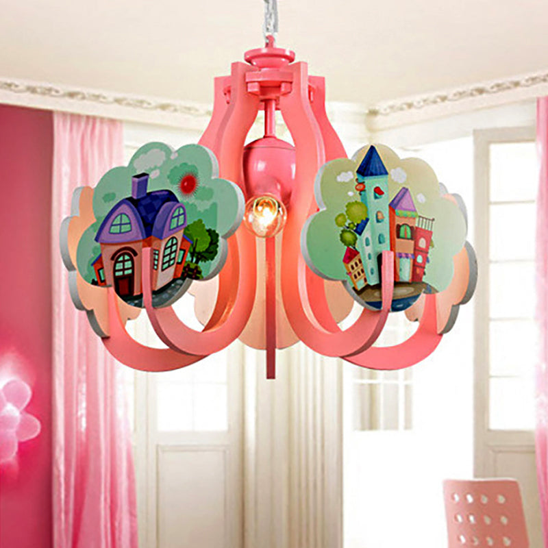Cartoon Hanging Lamp Fixture with Tapered Shade Fabric Hanging Lights for Kindergarten Clearhalo 'Ceiling Lights' 'Chandeliers' Lighting' options 252191