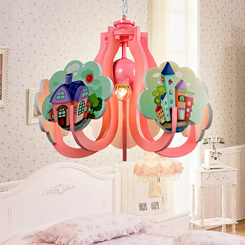 Cartoon Hanging Lamp Fixture with Tapered Shade Fabric Hanging Lights for Kindergarten Clearhalo 'Ceiling Lights' 'Chandeliers' Lighting' options 252192