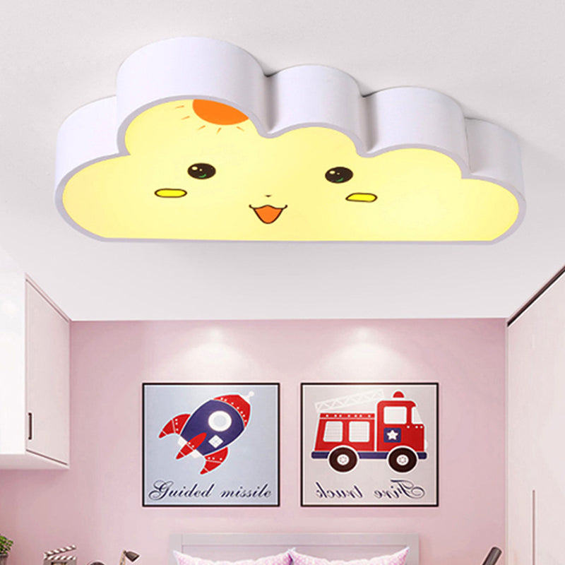 Baby Bedroom Cloud Ceiling Light Metal & Acrylic Kids White Flush Mount Light Clearhalo 'Ceiling Lights' 'Close To Ceiling Lights' 'Close to ceiling' 'Flush mount' Lighting' 252230