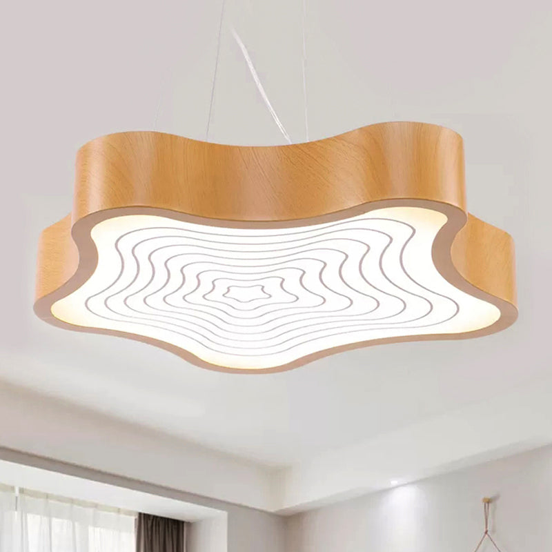 Acrylic Star Shaped Pendant Lamp Asian Stylish LED Ceiling Lamp in Beige for Restaurant Wood Clearhalo 'Ceiling Lights' 'Pendant Lights' 'Pendants' Lighting' 252256_043415b9-a1c4-4537-a6c7-941a1a3b7c8d