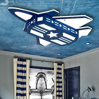 Acrylic Airplane Ceiling Mount Light Boys Bedroom Modern Cool Flush Light in Blue Blue Clearhalo 'Ceiling Lights' 'Close To Ceiling Lights' 'Close to ceiling' 'Flush mount' Lighting' 252265