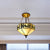 Forest Deer Restaurant Ceiling Lamp Glass American Rustic Inverted 11"/18"22" Wide Semi Flush Mount Light in Beige Beige 11" Clearhalo 'Ceiling Lights' 'Close To Ceiling Lights' 'Close to ceiling' 'Glass shade' 'Glass' 'Semi-flushmount' 'Tiffany close to ceiling' 'Tiffany' Lighting' 252287