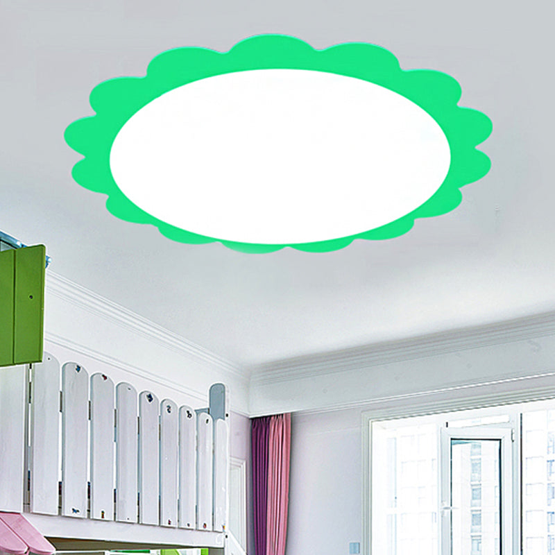 Study Room Flower Ceiling Mount Light Acrylic Modern Style Eye-Caring Ceiling Lamp Green Clearhalo 'Ceiling Lights' 'Close To Ceiling Lights' 'Close to ceiling' 'Flush mount' Lighting' 252300