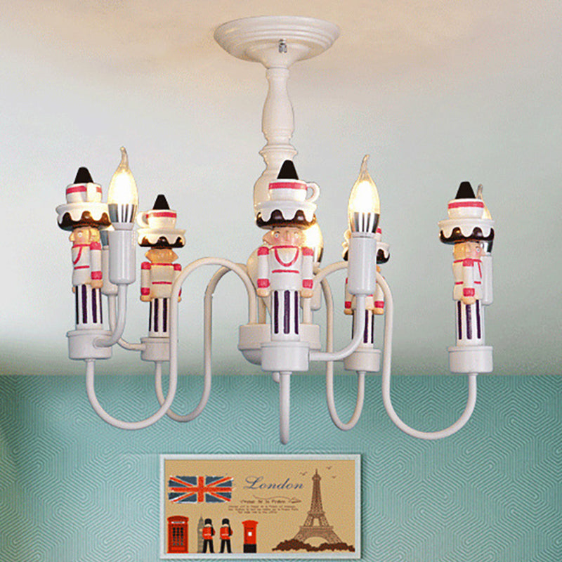 Child Bedroom Solider Hanging Ceiling Lamp with Candle Iron Modern White Hanging Chandelier Pink Clearhalo 'Ceiling Lights' 'Chandeliers' Lighting' options 252346_fe61c68a-7402-4e7c-9110-3c88679217df