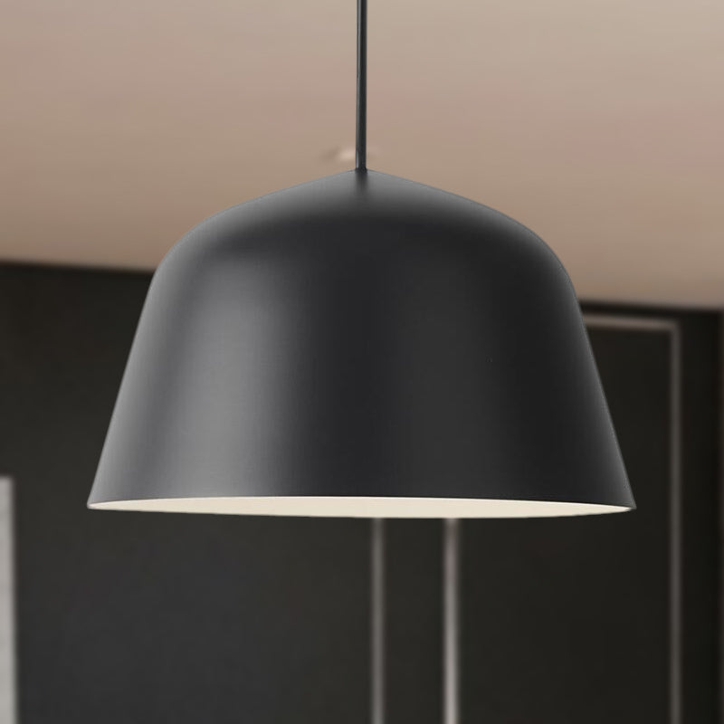 Nordic Style Dome Shade Hanging Ceiling Light 10"/16" Dia 1 Light Metal Pendant Lamp in Black/Green for Bedroom Clearhalo 'Ceiling Lights' 'Modern Pendants' 'Modern' 'Pendant Lights' 'Pendants' Lighting' 252403