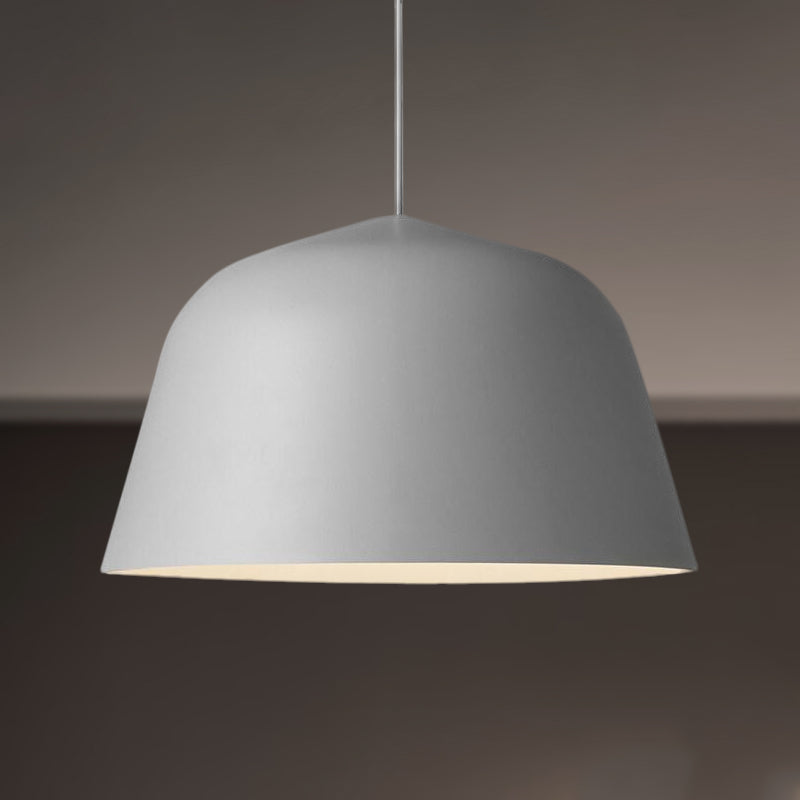 Nordic Style Dome Shade Hanging Ceiling Light 10"/16" Dia 1 Light Metal Pendant Lamp in Black/Green for Bedroom Grey Clearhalo 'Ceiling Lights' 'Modern Pendants' 'Modern' 'Pendant Lights' 'Pendants' Lighting' 252404