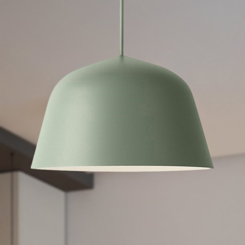 Nordic Style Dome Shade Hanging Ceiling Light 10"/16" Dia 1 Light Metal Pendant Lamp in Black/Green for Bedroom Green Clearhalo 'Ceiling Lights' 'Modern Pendants' 'Modern' 'Pendant Lights' 'Pendants' Lighting' 252406