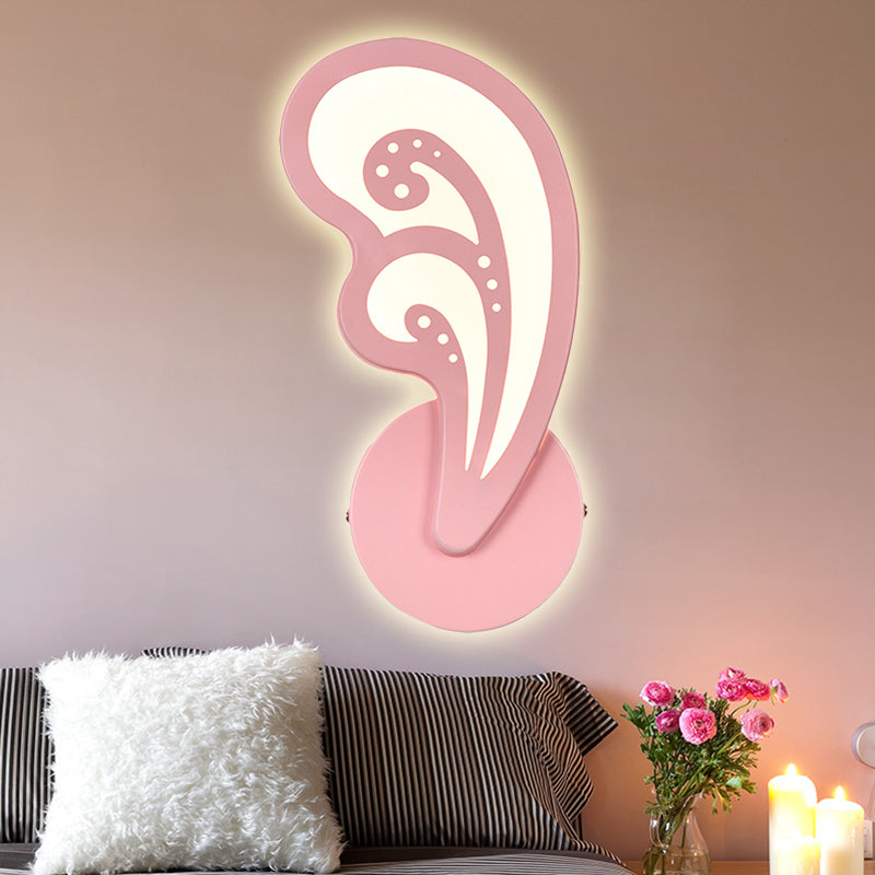 Child Bedroom Stair Wall Light Acrylic Metal Cartoon Sconce Lamp with Candy Color Pink Wavy Clearhalo 'Wall Lamps & Sconces' 'Wall Lights' Lighting' 252450