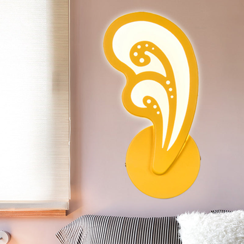 Child Bedroom Stair Wall Light Acrylic Metal Cartoon Sconce Lamp with Candy Color Yellow Wavy Clearhalo 'Wall Lamps & Sconces' 'Wall Lights' Lighting' 252452
