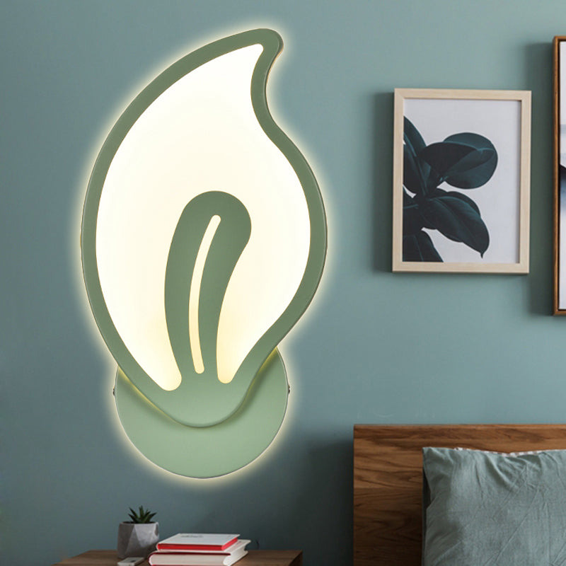 Child Bedroom Stair Wall Light Acrylic Metal Cartoon Sconce Lamp with Candy Color Green Leaf Clearhalo 'Wall Lamps & Sconces' 'Wall Lights' Lighting' 252468