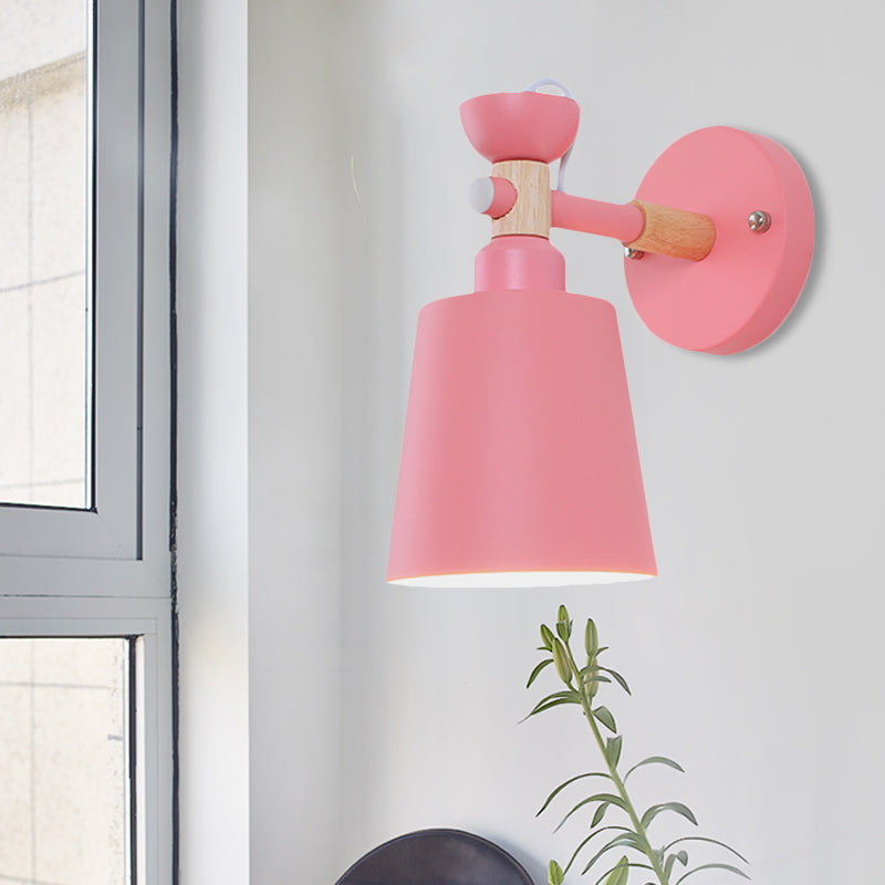 Rotatable Nordic Style Sconce Light with Bucket One Light Metal Wall Lamp for Adult Bedroom Clearhalo 'Wall Lamps & Sconces' 'Wall Lights' Lighting' 252487