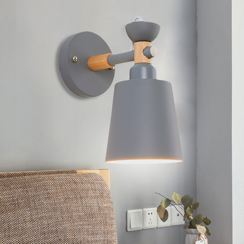 Rotatable Nordic Style Sconce Light with Bucket One Light Metal Wall Lamp for Adult Bedroom Clearhalo 'Wall Lamps & Sconces' 'Wall Lights' Lighting' 252491