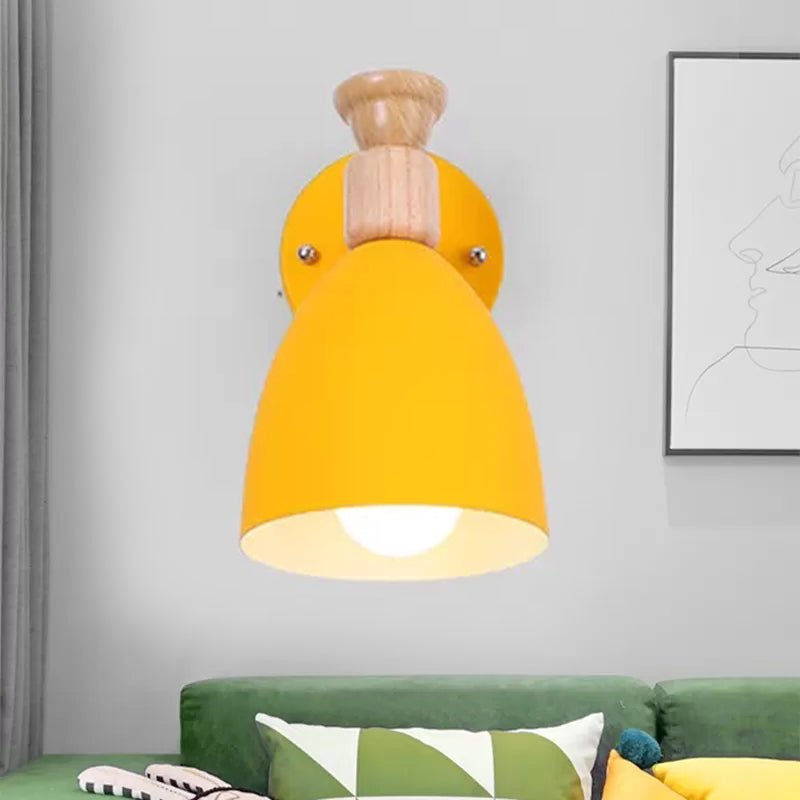 Nordic Stylish Dome Wall Light Rotatable Metal One Bulb Undertint Sconce Light for Kindergarten Yellow Clearhalo 'Wall Lamps & Sconces' 'Wall Lights' Lighting' 252501