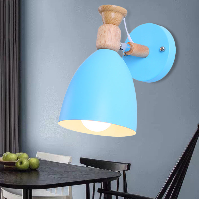Nordic Stylish Dome Wall Light Rotatable Metal One Bulb Undertint Sconce Light for Kindergarten Blue Clearhalo 'Wall Lamps & Sconces' 'Wall Lights' Lighting' 252505