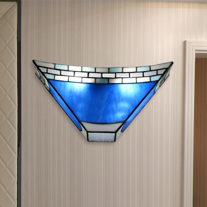 Tiffany Wall Mount Light with Stained Glass Shade Indoor Wall Sconce Light for Living Room Clearhalo 'Industrial' 'Middle century wall lights' 'Tiffany wall lights' 'Tiffany' 'Wall Lamps & Sconces' 'Wall Lights' Lighting' 252532