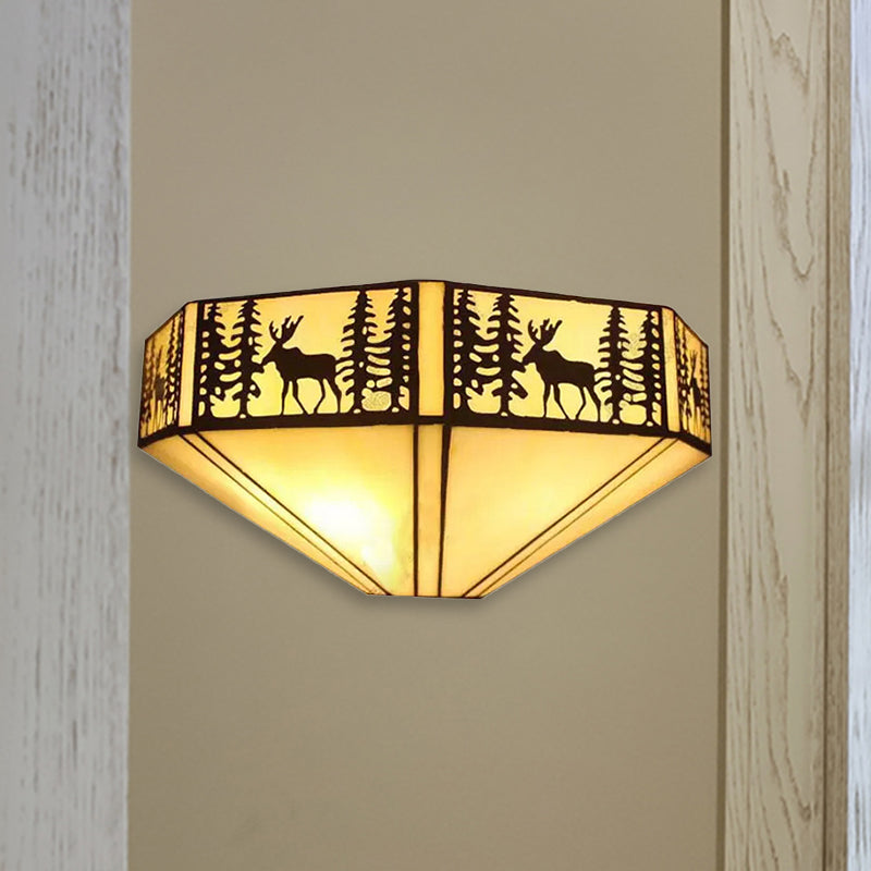 Tiffany Wall Mount Light with Stained Glass Shade Indoor Wall Sconce Light for Living Room Clearhalo 'Industrial' 'Middle century wall lights' 'Tiffany wall lights' 'Tiffany' 'Wall Lamps & Sconces' 'Wall Lights' Lighting' 252534