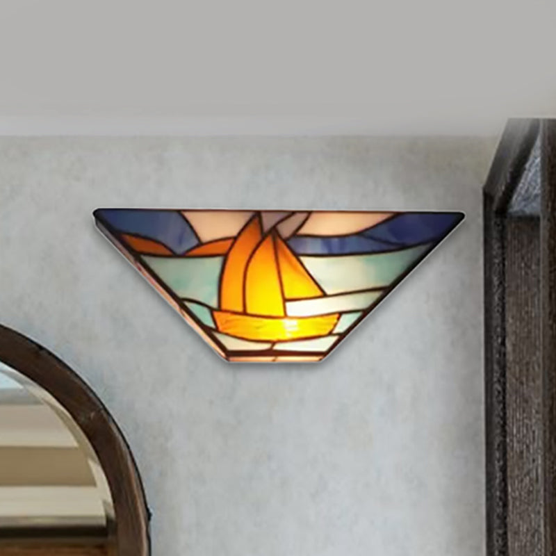 Tiffany Wall Mount Light with Stained Glass Shade Indoor Wall Sconce Light for Living Room Clearhalo 'Industrial' 'Middle century wall lights' 'Tiffany wall lights' 'Tiffany' 'Wall Lamps & Sconces' 'Wall Lights' Lighting' 252536
