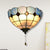 Tiffany Bowl Sconce Lighting with Pull Switch Stained Glass 1 Light Wall Lighting Blue Clearhalo 'Industrial' 'Middle century wall lights' 'Tiffany wall lights' 'Tiffany' 'Wall Lamps & Sconces' 'Wall Lights' Lighting' 252833