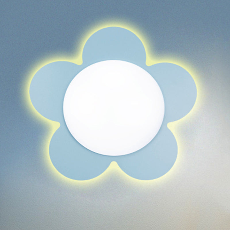 Bright Colored Floral Wall Light Modern Stylish Acrylic LED Sconce Lamp for Kindergarten Blue Clearhalo 'Wall Lamps & Sconces' 'Wall Lights' Lighting' 252854