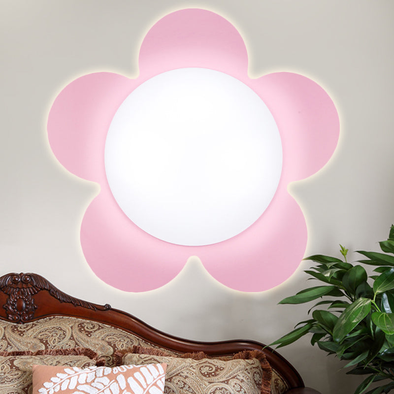 Bright Colored Floral Wall Light Modern Stylish Acrylic LED Sconce Lamp for Kindergarten Pink Clearhalo 'Wall Lamps & Sconces' 'Wall Lights' Lighting' 252856