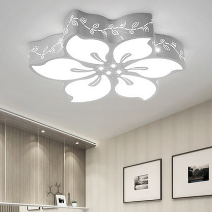 Modern Flower LED Ceiling Light with Butterfly Metal Flush Mount Light in White for Girls Bedroom White B White Clearhalo 'Ceiling Lights' 'Close To Ceiling Lights' 'Close to ceiling' 'Flush mount' Lighting' 252882