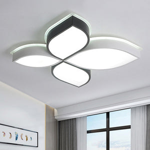 Simple Style White LED Ceiling Light Flower 4-Petal Acrylic Ceiling Mount Light for Dining Room White White