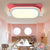 Cartoon Square Kitten Ceiling Mount Light Acrylic Pink Flush Ceiling Lamp for Girls Bedroom Pink Clearhalo 'Ceiling Lights' 'Close To Ceiling Lights' 'Close to ceiling' 'Flush mount' Lighting' 252995