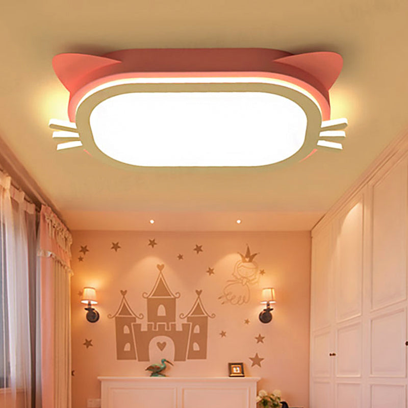 Cartoon Square Kitten Ceiling Mount Light Acrylic Pink Flush Ceiling Lamp for Girls Bedroom Clearhalo 'Ceiling Lights' 'Close To Ceiling Lights' 'Close to ceiling' 'Flush mount' Lighting' 252996
