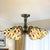 Vintage Rustic Chandelier Light with Shade Up/Down Stained Glass Multi Light Suspension Light with Leaf/Peacock Tail/Flower in Bronze Bronze Down Peacock Tail Clearhalo 'Ceiling Lights' 'Chandeliers' 'Close To Ceiling Lights' 'Close to ceiling' 'Glass shade' 'Glass' 'Semi-flushmount' 'Tiffany close to ceiling' 'Tiffany' Lighting' 253030