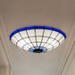 12"/16"/19.5" Wide Bowl Flush Mount Light Tiffany Style Stained Glass Ceiling Flush Light in Blue for Living Room Clearhalo 'Ceiling Lights' 'Close To Ceiling Lights' 'Close to ceiling' 'Flush mount' Lighting' 253137