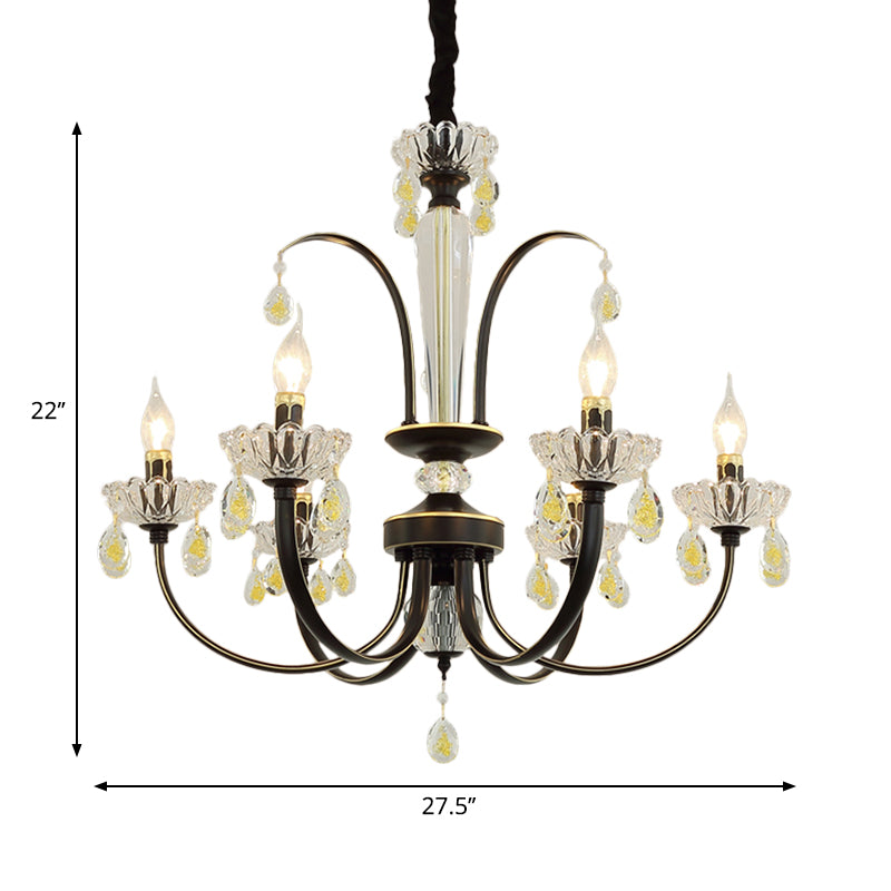 Black Candle Ceiling Light Traditional Metal 6/8/10 Lights Living Room Hanging Light Fixture Clearhalo 'Ceiling Lights' 'Chandeliers' Lighting' options 253185