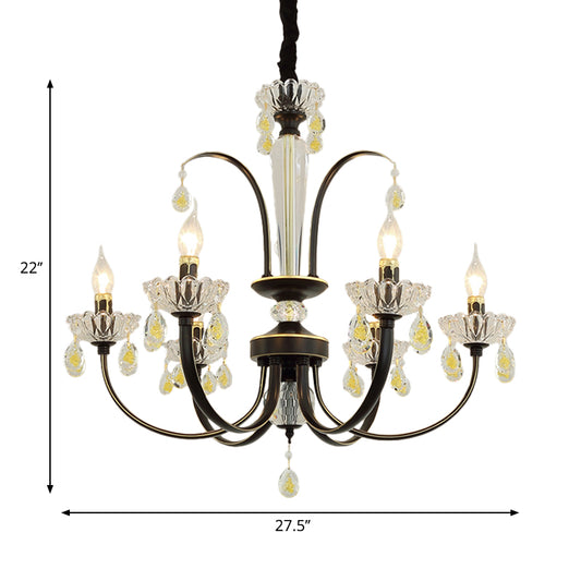Black Candle Ceiling Light Traditional Metal 6/8/10 Lights Living Room Hanging Light Fixture Clearhalo 'Ceiling Lights' 'Chandeliers' Lighting' options 253185