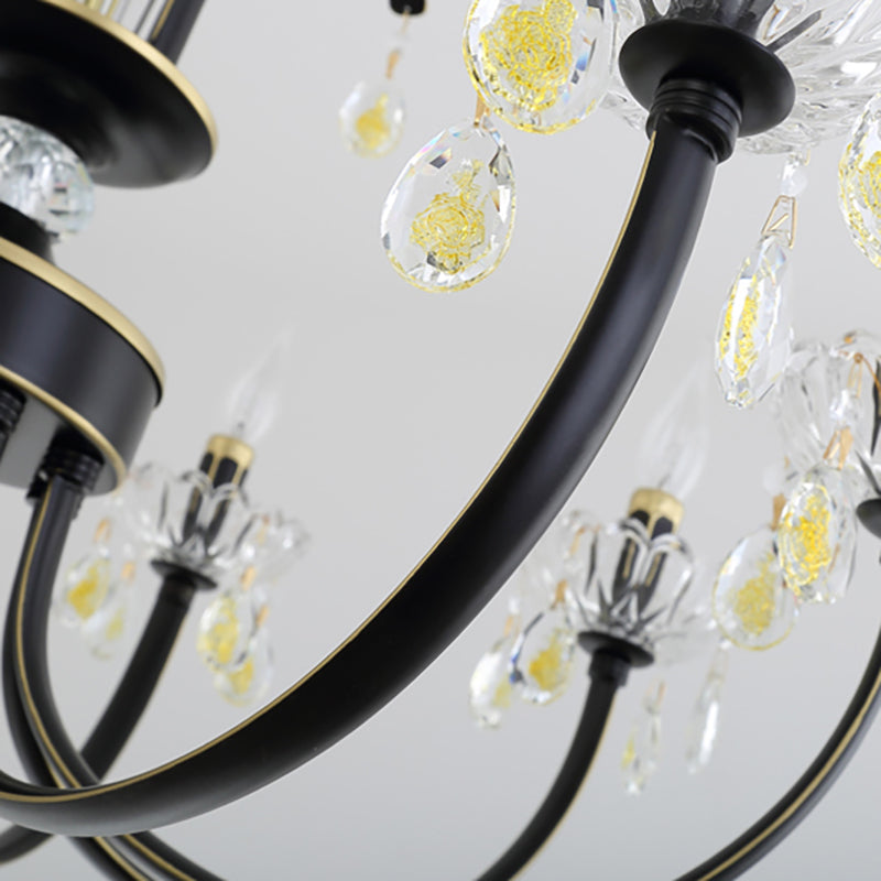 Black Candle Ceiling Light Traditional Metal 6/8/10 Lights Living Room Hanging Light Fixture Clearhalo 'Ceiling Lights' 'Chandeliers' Lighting' options 253186