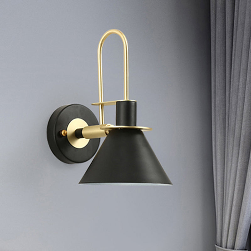 Nordic Pyramid Shade Wall Light Metallic One Light Sconce Light for Study Room Bedroom Clearhalo 'Cast Iron' 'Glass' 'Industrial' 'Modern wall lights' 'Modern' 'Tiffany' 'Traditional wall lights' 'Wall Lamps & Sconces' 'Wall Lights' Lighting' 253236