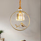 Cylinder Crystal Hanging Light Fixture Minimalist 1 Light Dining Room Pendant Lamp with Gold/Black Ring Clearhalo 'Ceiling Lights' 'Pendant Lights' 'Pendants' Lighting' 253258